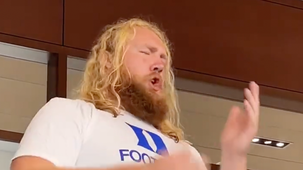 Duke offensive lineman Chance Lytle Singing