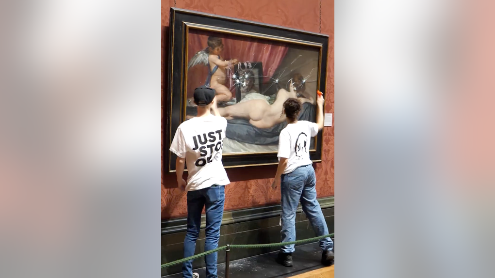 Climate terrorists attack painting