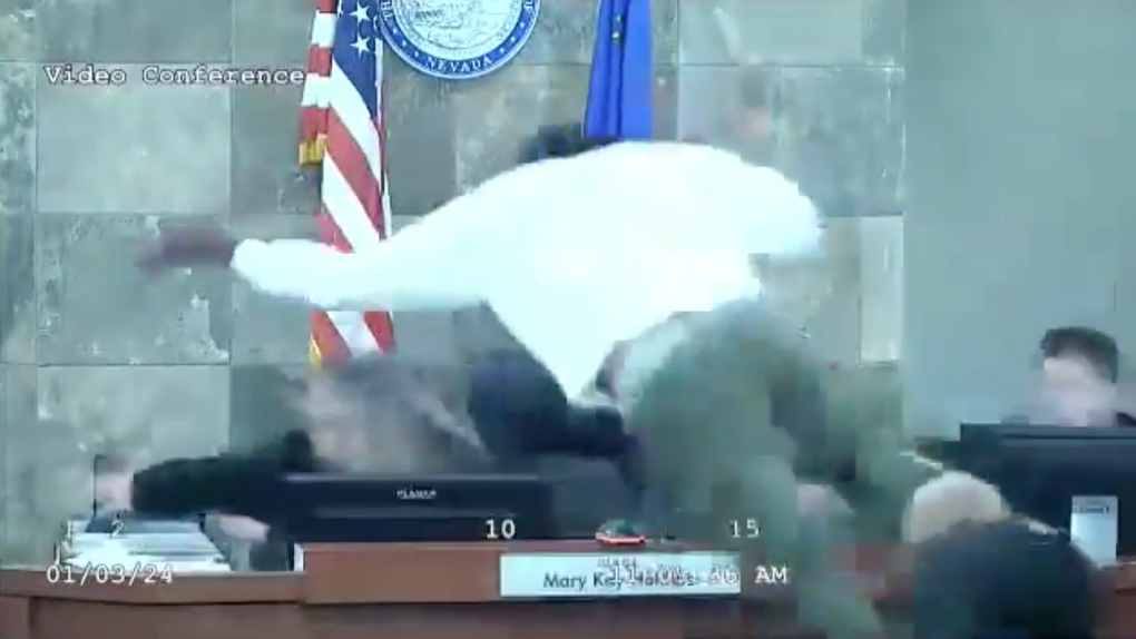 Flying Felon attacking judge