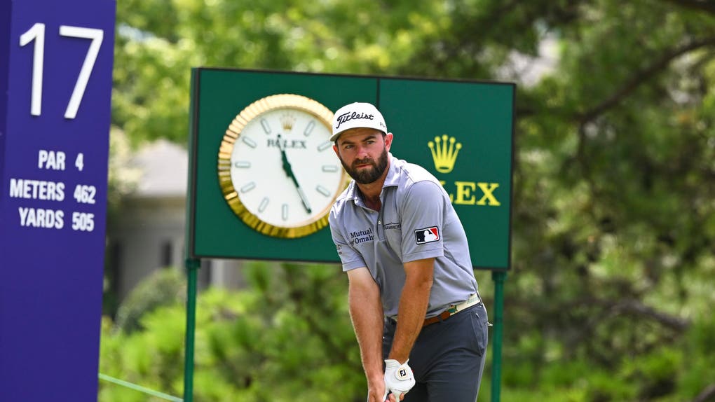 Cameron Young on the 17th tee during the final round of the FedEx St. Jude Championship at TPC Southwind