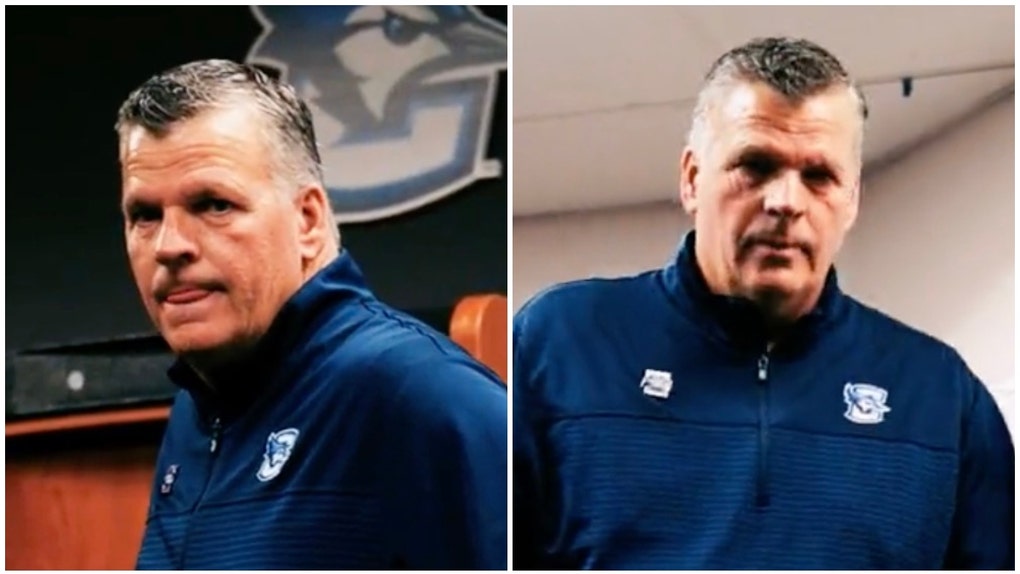 Creighton's Greg McDermott gives powerful speech after Elite Eight loss to SDSU. (Credit: Screenshot/Twitter video https://twitter.com/BluejayMBB/status/1640481322060722178)