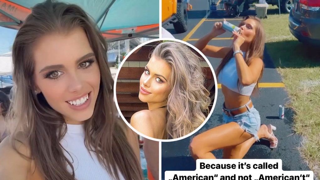 Instagram model Katharina Mazepa shotguns white claw Dolphins Tailgate