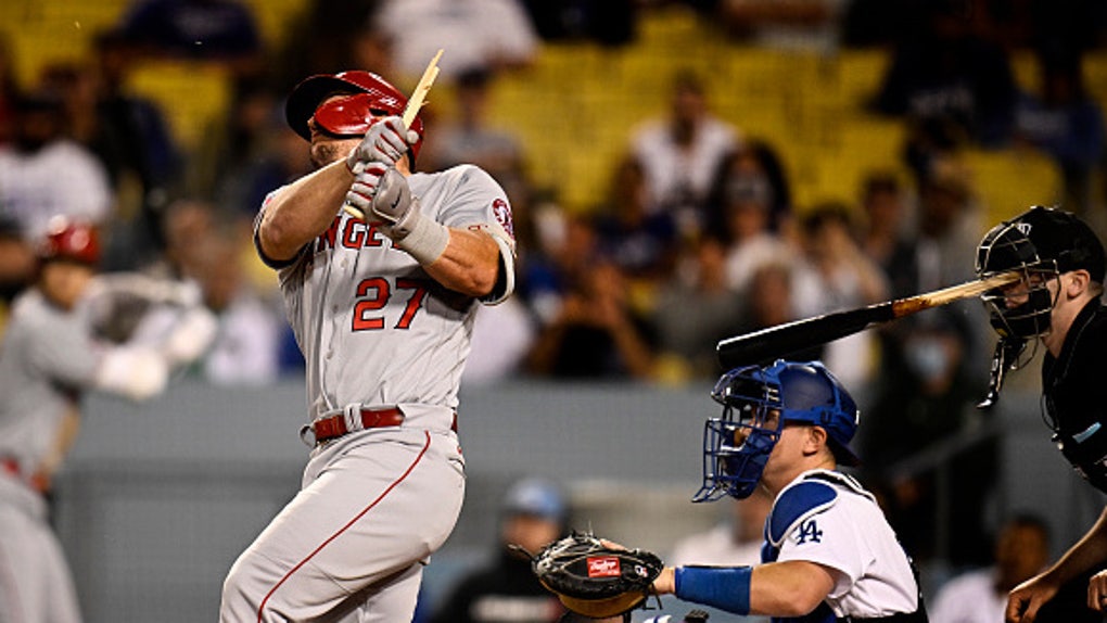 Mike Trout's Bat Meets Umpire's Face