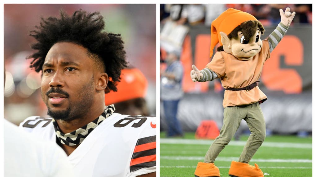 Myles Garrett and Brownie The Elf