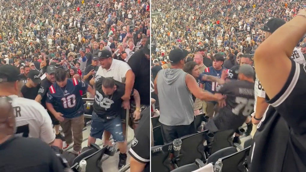 Raiders fans fight preseason game las vegas video
