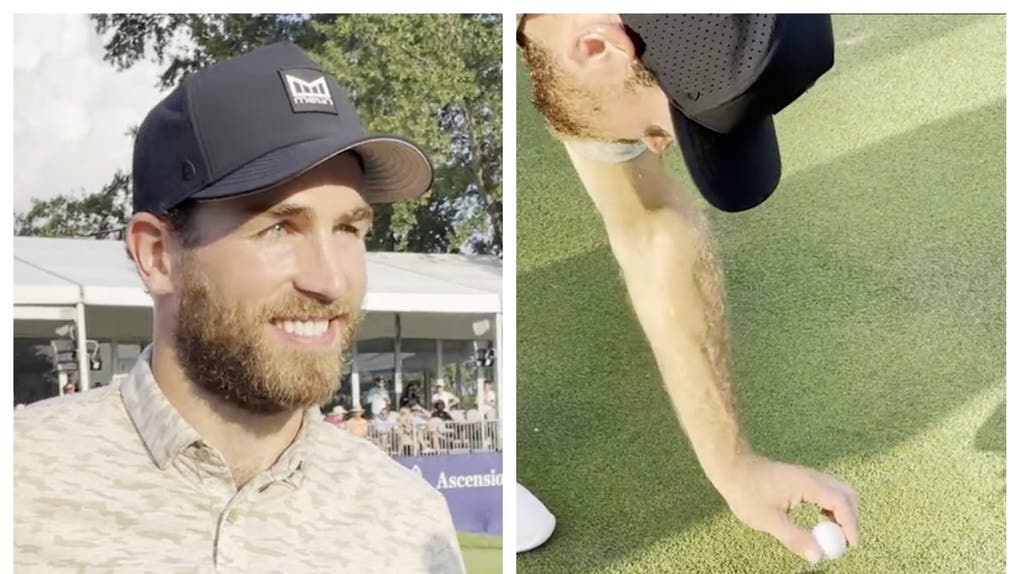 St. Louis Blues Ryan O'Reilly marking ball with tooth