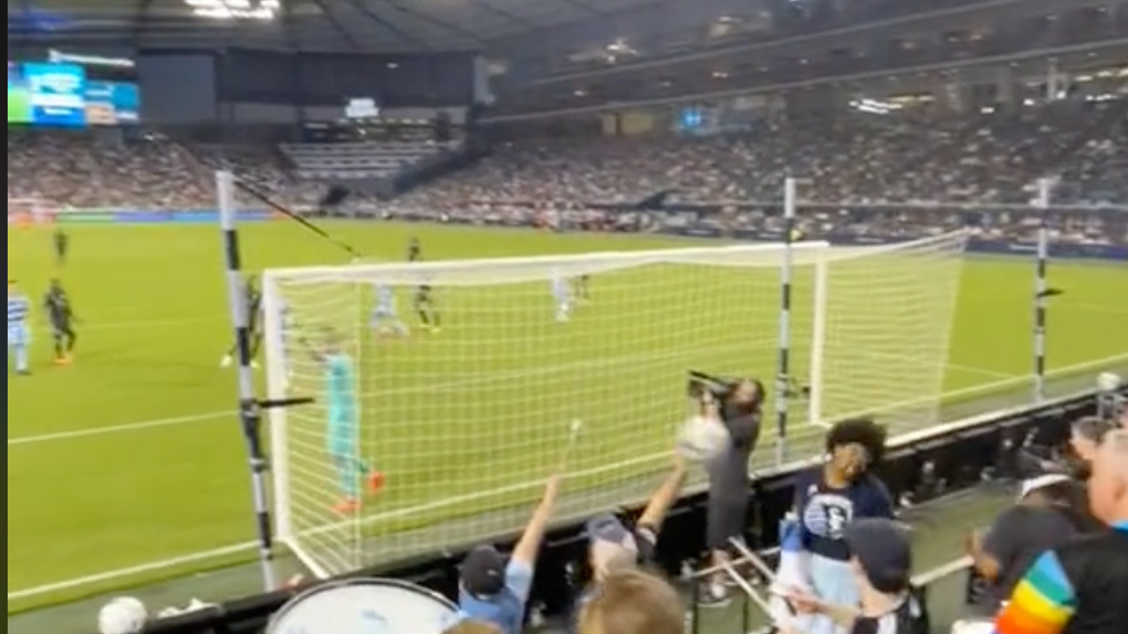 Sporting Kansas City Fan Hit By Free Kick