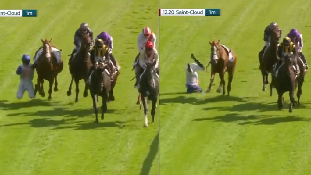 Jockey Gets Shoved From Horse During Race In Terrifying Scene (Video)