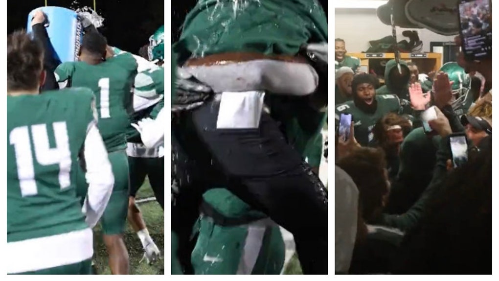 Wagner football team begs fans not to steal goalposts.