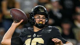 Purdue quarterback Aidan O'Connell is a game-time decision against Florida Atlantic. (Photo by Zach Bolinger/Icon Sportswire via Getty Images)