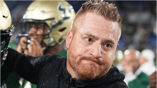 USF coach Alex Golesh had some awesome energy after blasting Syracuse off the field. He dropped an awesome line after the game. (Credit: Getty Images)