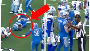 Detroit Lions WR Amon-Ra St. Brown out with a concussion. (Credit: Screenshot/Twitter Video https://twitter.com/RNBWCV/status/1584237288845807616)