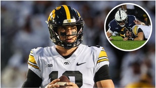 Iowa QB Cade McNamara appeared to throw Brian Ferentz under the bus when talking about the struggles in the passing game. (Credit: Getty Images)
