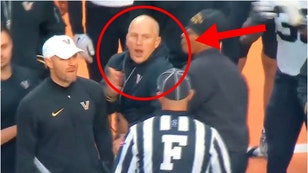 Vanderbilt coach Clark Lea flips out against Tennessee. (Credit: Screenshot/Twitter Video https://twitter.com/JordanDajani/status/1728535833383256557)