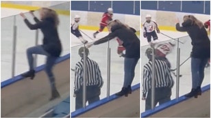 Hockey Mom hits referee
