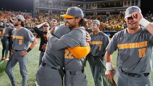 Tennessee Head Coach Tony Vitello Embraces His Players After The Win Over Southern Miss, Courtesy of Tennessee Athletics