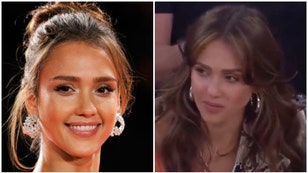 Jessica Alba trends after appearing at Knicks/Heat game. (https://twitter.com/TheCediFanClub/status/1653580036635607046 and Getty Images)