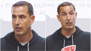 Wisconsin football coach Luke Fickell shared a passionate speech with the Badgers ahead of the Rutgers game. Watch the speech. (Credit: Screenshot/Twitter Video https://twitter.com/BadgerFootball/status/1709251976943595882)