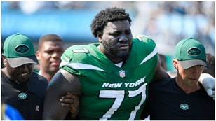 Mekhi Becton flames New York Jets coaching staff. (Credit: Getty Images)