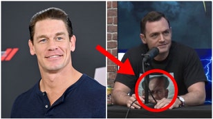 Congressman Mike Gallagher wore a shirt depicting John Cena as dead Chinese dictator Mao Zedong during an interview with Pat McAfee. (Credit: Twitter video screenshot/https://twitter.com/PatMcAfeeShow/status/1673756240080703488 and Getty Images)