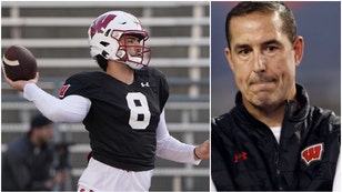 The Wisconsin coach staff has incredibly high expectations for QB Tanner Mordecai. Luke Fickell and Phil Longo poured praise on him. (Credit: Getty Images and Mark Hoffman/Milwaukee Journal Sentinel via USA Today Sports Network)