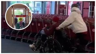 Target wheelchair robbery out in California makes for wild video. 