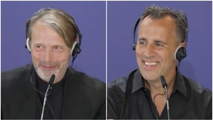 Mads Mikkelsen and Nikolaj Arcel responded to a journalist questioning them on the lack of diversity in "The Promised Land." (Credit: Screenshot/Twitter Video https://twitter.com/THR/status/1697698506113421413)