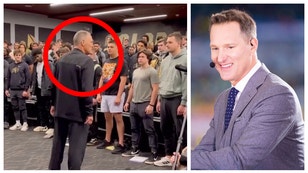 Former NFL QB Danny Kanell and Colorado assistant Tim Brewster trade tweets. (Credit: Screenshot/Twitter Video https://twitter.com/CUBarstool/status/1615125269190438912 and Getty Images)