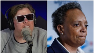 Comedian Tim Dillon roasts Lori Lightfoot after election loss. (Credit: Screenshot/YouTube Video https://youtu.be/TVfiuz3mSMY and Getty Images)