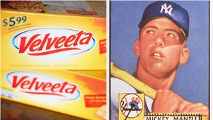 Velveeta Cheese boxes and Mickey Mantle Card