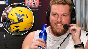 West Virginia University helmet and Pat McAfee