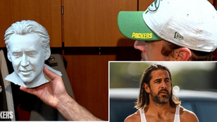Nicholas Cage Bust Now Sits Atop Aaron Rodgers' Green Bay Locker