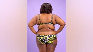 Rear view of obese woman
