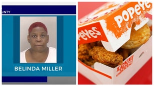 Popeyes biscuits cause woman to drive car into store.