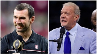 Jim Irsay reacts to Andrew Luck/Washington Commanders report. (Credit: Getty Images)