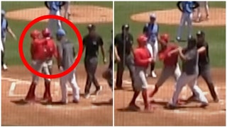 Massive brawl breaks out during minor league baseball game between the Clearwater Threshers and the Tampa Tarpons. (Credit: Screenshot/YouTube https://www.youtube.com/watch?v=1h8QSg80EEs)