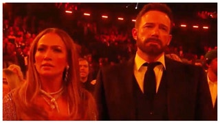 Ben Affleck goes viral during the Grammy Awards for looking miserable. (Credit: Screenshot/Twitter Video https://twitter.com/MattLeinartQB/status/1622447410508079104)