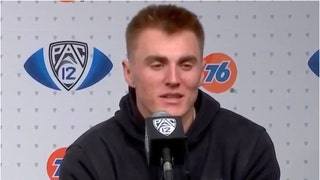 Oregon QB Bo Nix shared some incredibly heartfelt comments about his college career ending after losing to Washington. (Credit: Screenshot/X Video https://twitter.com/Pac12Network/status/1730833437454713029)