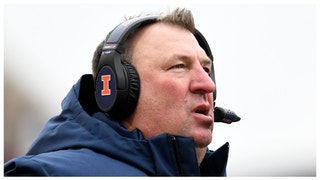 Illinois coach Bret Bielema reacts to recruit flipping from Illinois to Auburn. (Credit: Getty Images)