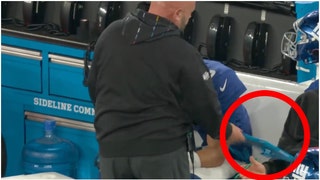 New York Giants coach Brian Daboll threw a tablet in frustration with Daniel Jones following a pick six against the Seahawks. (Credit: Screenshot/X Video https://twitter.com/NFLNotify/status/1709037672680083762)