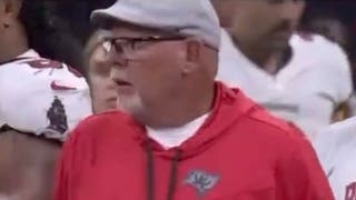 Is the NFL investigating former Bucs coach Bruce Arians for any role he might have had in the Sunday brawl? (Credit: Screenshot/Twitter Video https://twitter.com/_MLFootball/status/1571878552638980098)