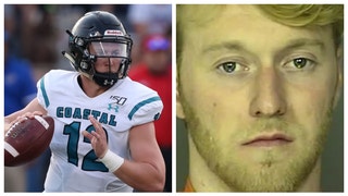 Coastal Carolina QB Bryce Carpenter arrested after allegedly attacking a woman. (Credit: Getty Images and J. Reuben Long Detention Center)