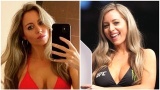 Popular UFC octagon girl Carly Baker rocks Twitter with bikini photo. (Credit: Getty Images and Twitter)