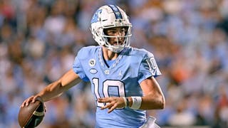 UNC quarterback Drake Maye throws five touchdowns in first career start. (Credit: Getty Images)