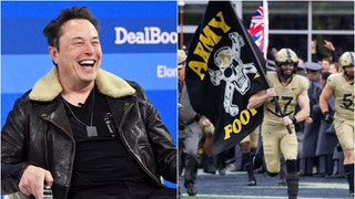 Elon Musk attended the Army/Navy game with one of his kids and tweeted a very pro-America message. See the photo. (Credit: Getty Images)