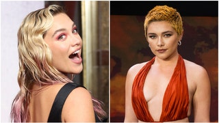 Florence Pugh looked unrecognizable at the London premiere of "Oppenheimer." See photos of the star actress at the premiere. (Credit: Getty Images)
