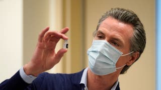 California Gov. Gavin Newsom Visits Los Angeles Hospital As They Administer First Vaccines