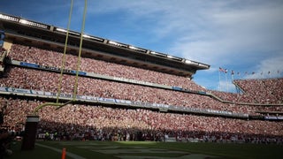 Texas A&M fans celebrate during today's game against Alabama. Courtesy Of Texas A&M Athletics