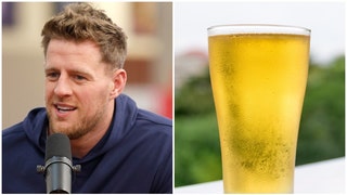 J.J. Watt's dream of crushing beers during his commencement speech was ruined by the University of Wisconsin administration. (Credit: Getty Images)