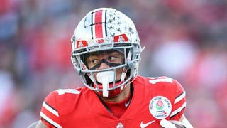 Ohio State receiver Jaxon Smith-Njigba will play against Iowa. (Photo by Brian Rothmuller/Icon Sportswire via Getty Images)